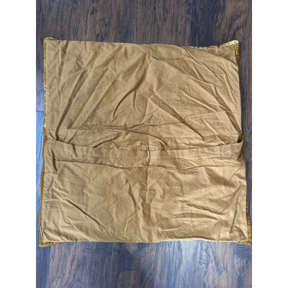 West Elm Lush Velvet Quilted Pillow Sham Mustard Gold Square Euro Cover 26